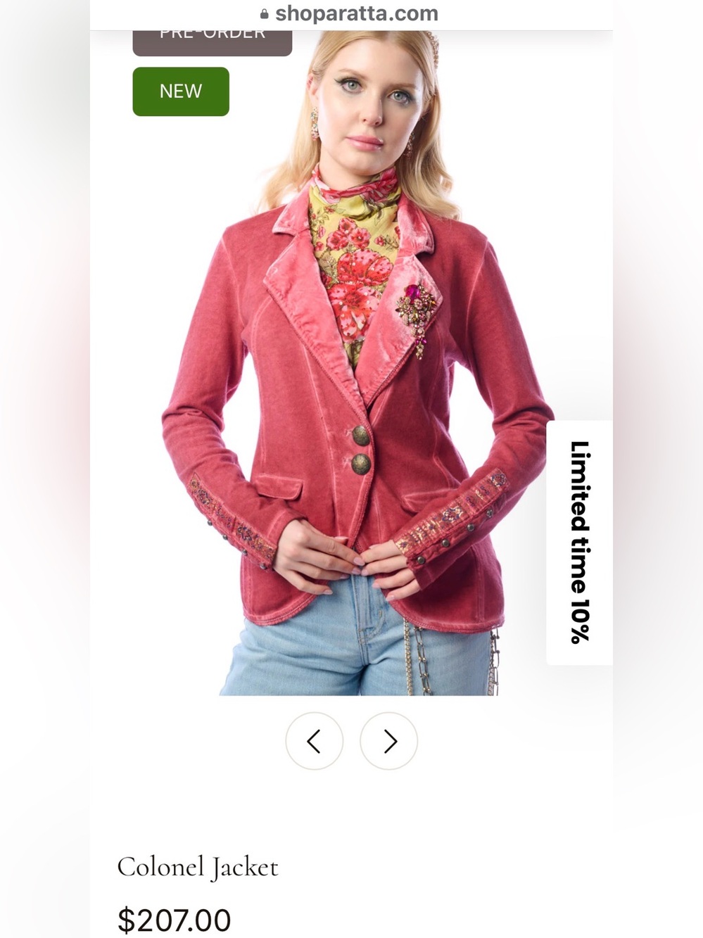 Aratta Rose Pink Velvet Blazer